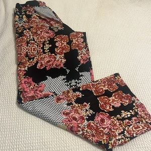 Japna Lounge Pants Women’s Size Medium Wide Leg Floral Fishnet Design Pull Up